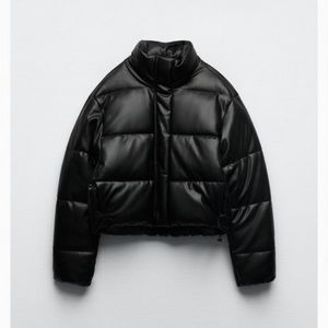 Zara Faux Leather Puffer Jacket